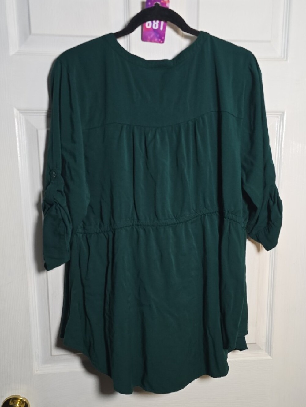 186 Torrid 2 2X Dark Teal Zip-Front Drawstring Tunic Shirt - Picture 5 of 5